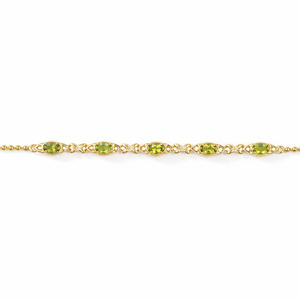Pulsera de Plata de Ley 925 con Dije Ovalado de Peridoto y 5 Piedras Naturales, Chapada en Oro de 1 Micrón y Rodio - Product Image 4