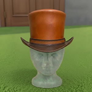 Premium quality custom made Handmade Brown Leather <b>Top</b> Hat Two Tone Steampunk Victorian Gothic Hat - Product Image 3