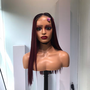 Luxe 100% perruque de cheveux humains vietnamien brut vierge cheveux bordeaux HD Transparent 13x4 dentelle frontale sans colle petit pour les femmes noires - Product Image 5