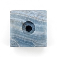 Tempat Lilin Kubus Marmer Onyx Biru, Vas Batu Bergaris Poles, Hiasan Ukiran, Pusat Meja Dekoratif, Hadiah Natal & Liburan untuk Rumah
