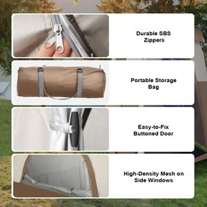 Tenda Doccia da Campeggio Oversize 210x107x210 cm con Tasche Superiori Rimovibili e Funzione Appendibile, 2 Stanze, Riparo Portatile per Esterni - Product Image 5
