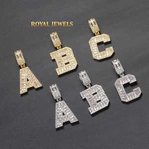 925 <b>Silver</b> Moissanite Letter Pendant Iced Out Initial <b>Charm</b> Hip Hop Jewelry for Men Women Party Gift - Product Image 1
