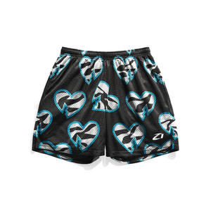 Pantalones Cortos Deportivos de Malla con Estampado de Corazones para Hombre, Transpirables, para Entrenamiento, Gimnasio, con Cordón en la Cintura, de Secado Rápido, para Correr y Hacer Ejercicio - Product Image 3