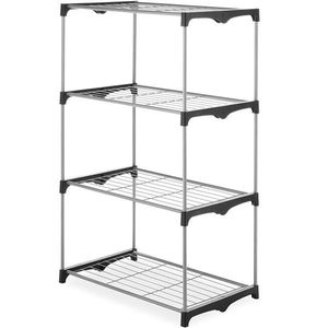 Free Standing 4-Tier Silver Color Shelf Tower Closet Storage Organizer System - Product Image 1