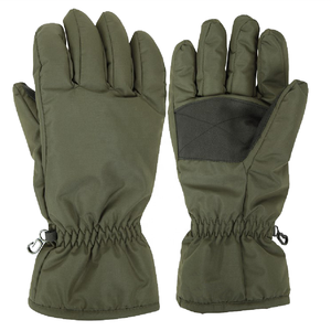 Gants de ski isolés unisexes vert olive en polyester thermique imperméables auto-chauffants à doigts complets avec fermeture à cordon pour la pêche - Product Image 1