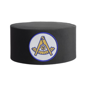 Gorra de Corona Negra Premium con Bordado Ceremonial, Adorno para la Cabeza de Past Master de la Logia Azul, Gorra de Corona Negra con León Bordado en Oro - Product Image 1