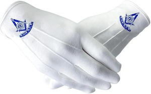 Gants en coton blancs de franc-maçonnerie, insignes maçonniques, gants brodés à la machine 100% coton, Royal et Select. - Product Image 2