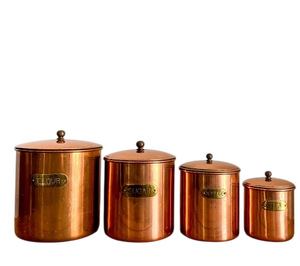 High Quality Copper Food Storage Containers With Lids Airtight Cylinder Vintage Design Kitchen <b>Spice</b> <b>Jars</b> Set of 4 Pcs - Product Image 3