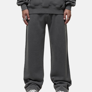 Pantalones Deportivos de Algodón Gris Oscuro para Hombre, Cintura Elástica, Corte Holgado Informal, Pierna Recta, con Bolsillos Laterales, para Otoño - Product Image 5