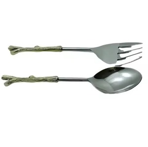 Ensemble élégant de couverts en métal pour salade, cuillère et fourchette décoratives pour la maison, la cuisine et les réceptions - Product Image 3