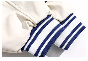 2024 chaqueta personalizada de béisbol de calle alta para hombre, cuello levantado, parches bordados de cuero de chenilla fino de alta calidad - Product Image 4