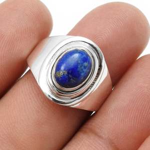 Natural <b>Lapis</b> <b>Lazuli</b> Gemstone Cocktail <b>Ring</b> Crafted From 925 Solid Sterling Silver Handmade Bohemian Jewelry At Wholesale Price - Product Image 5