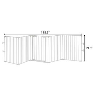 Set di 5 Recinzioni Pieghevoli Moderne Bianche per Caminetto 295.8*74.8*2cm, Accessori in Ferro e Acciaio per Caminetto Elettrico da Esterno e Arredamento Casa - Product Image 2