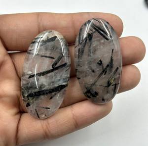 Cuarzo Rutilo Negro Natural en Cabujón, Precio al por Mayor, para Fabricación de Joyería, Gemas Sueltas de Rutilo Negro, Cristal - Product Image 2