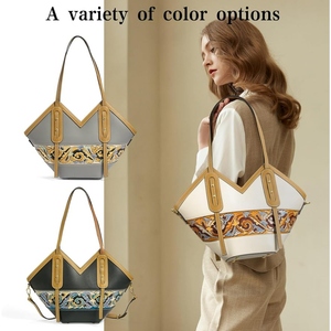 Sac à main de bureau pour femmes de qualité supérieure en forme de couronne, sac fourre-tout structuré en cuir véritable, design élégant, grand espace pour ordinateur portable et documents - Product Image 6