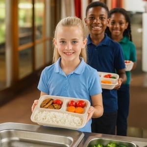 Heavy Duty Sugarcane Food <b>Tray</b> for Rice Curry <b>Snacks</b> and Side Dishes 3 Compartment Meal Plates Bagasse Outdoor Gatherings 2026 - Product Image 3