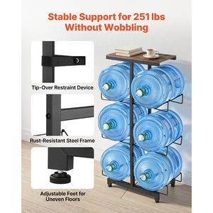 Heavy Duty 4-Tier Double Row <b>Water</b> Jug <b>Holder</b> for 6 <b>Bottles</b> Metal & PC 3-5 Gallon <b>Bottle</b> Rack Organizer - Product Image 4