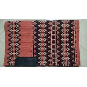 Tapis de selle pour cheval en laine mélangée tissé à la main, motif géométrique occidental, corail, noir, crème, motif aztèque, équipement équestre LLT - Product Image 1