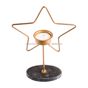 Modern Luxury Hot Sale Metal <b>Star</b> Tea <b>Light</b> Candle Holder on Marble Base Gold Finished Great for Wedding Decor Table Centerpiece - Product Image 4
