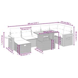 Ensemble de canapés de patio en polyrotin noir 8 pièces avec coussins, mobilier d'extérieur élégant - Product Image 4