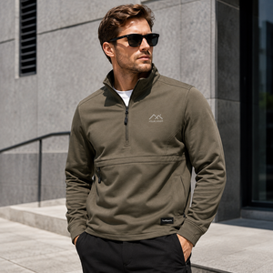 <b>Men's</b> Winter Windproof Softshell <b>Pullover</b> Water Resistant Tactical Jacket Outdoor Hiking Workwear Quarter Zip Jacket - Product Image 3