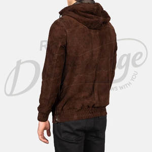 Veste Anorak à Capuche Homme en Daim Marron Chocolat, Coupe Slim, Décontractée, Demi-Zip, en Daim Véritable Doux, Tendance - Product Image 2
