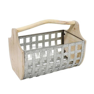 Carrito de metal galvanizado de diseño moderno con 4 compartimentos \ utensilio de picnic de cocina de granja rústica Holderh - Product Image 1