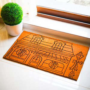พรมเช็ดเท้าใยมะพร้าวพิมพ์ลาย Coco Heritage Gate พร้อมแผ่นรอง PVC สำหรับทางเข้าอาคาร ดีไซน์ตกแต่งกันลื่นจากเส้นใยธรรมชาติ - Product Image 1