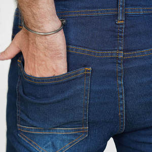 Pantalones Vaqueros de Hombre al por Mayor, de Cintura Alta, Corte Regular, Elásticos, de Mezclilla, Sólidos, Transpirables, 100% Algodón, Lavados, con Bolsillos - Product Image 6