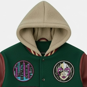 Chaqueta universitaria informal estilo béisbol para hombre, superventas, chaqueta con capucha para invierno, estilo Letterman, con MOQ bajo - Product Image 4