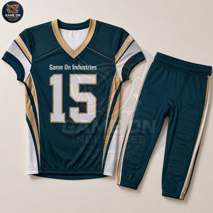 Meilleur fournisseur de vêtements d'équipe de football à marque privée, maillot de football américain personnalisé à motif uni et pantalon de protection - Product Image 1