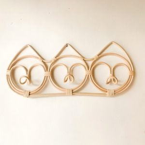 Wood triple wall hook supplier direct cost cane rattan hooks <b>essentials</b> for <b>home</b> space organizing - Product Image 4