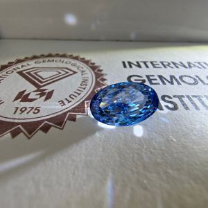 Diamante de laboratorio de 5 quilates, corte brillante ovalado modificado, azul intenso VS2, certificado por IGI, diamante suelto para la fabricación de joyas. - Product Image 2