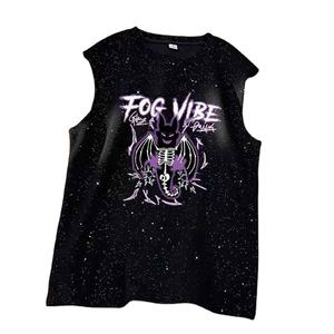 เสื้อกั๊กแขนกุดทรงหลวมสำหรับผู้ชาย, เสื้อยืดถักแวววาวคอเสื้อไซส์ใหญ่พิเศษระบายอากาศได้ดี - Product Image 1