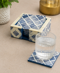 Handcrafted Blue Resin Inlay Coaster Set with Holder Decorative Tabletop Home Decor Coffee Tea <b>Cup</b> Protection <b>Mats</b> - Product Image 2
