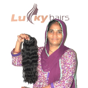 Extensiones de Cabello Humano Indio Rizado con Corte Recto, Doble Trama, Virgen Remy, Puntas Gruesas, Negro Natural Definido - Product Image 4