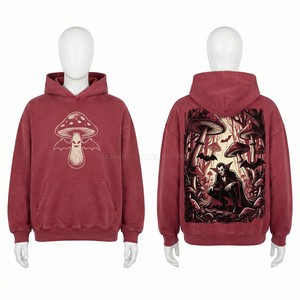 เสื้อฮู้ดซิปเต็มตัวแบบสั่งทำพิเศษ ผ้าฟลีซหนานุ่ม ล้างสีแบบแอซิดวอช สไตล์สตรีทแวร์สำหรับผู้ชาย ลายกราฟิกแวมไพร์ ดีไซน์ขาดๆ แบบโอเวอร์ไซส์ - Product Image 4