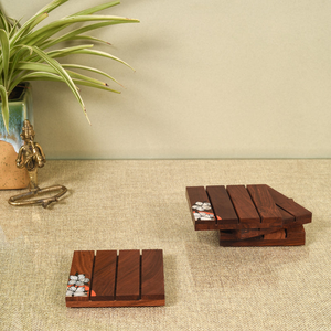 Engraved Wooden Tea Coaster Decorative Handmade Cup Holder for Home <b>Kitchen</b> <b>Accessories</b> - Product Image 3