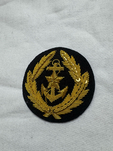 Custom Embroidered Anchor Patch Circular <b>Sew</b>-On Badge Gold Thread Fabric Design With Cheap Price & OEM Service - Product Image 3