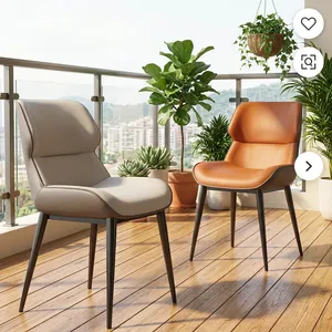 Chaise de salle à manger moderne en similicuir rembourrée, avec housse amovible, dossier rembourré et pieds en métal noir, idéale pour café et villa - Product Image 3
