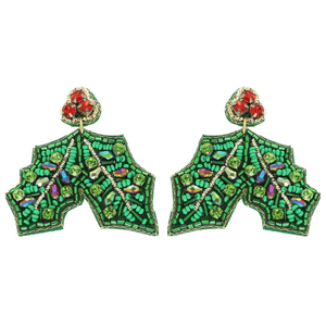 Cerceau à perles trèfle vert brodé trèfle à quatre feuilles fait main en perles de rocaille, taille personnalisée, pour fête de la Saint-Patrick, vente en gros, alliage doré - Product Image 3