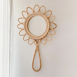Mini handheld <b>mirror</b> rattan hand held <b>mirrors</b> with petal shape nursery girl room accessories - Product Image 1