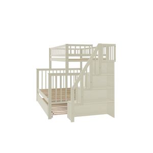 Cream Twin Over Full Stairway <b>Bunk</b> <b>Bed</b> <b>with</b> <b>Trundle</b> Kids' <b>Beds</b> Product - Product Image 5