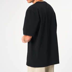 Camiseta de 300 g/m² para hombre, 100% algodón, cuello acanalado, oversize, hombros caídos, estilo streetwear, lisa, de alto gramaje - Product Image 3