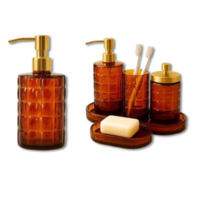 Decorative Gradient Glass Bathroom Accessories Collection with Soap Dispenser, Tumbler, Soap Dish & <b>Toothbrush</b> <b>Holder</b> - Product Image 3