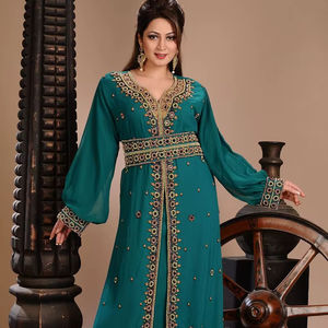 AWAIS HOUSE Dubaï Tradition musulmane Vêtements islamiques Grande taille Kaftan Abaya Jubbah Longueur au sol Col montant Manches longues Ourlet évasé - Product Image 1