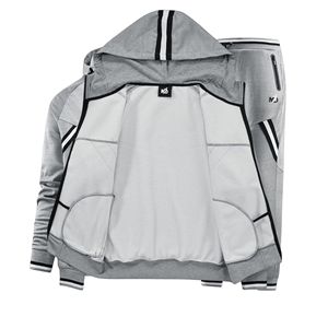 100% Cotton Hooded Casual Solid Men's Sports Tracksuit-Custom Logo Training Suit Breathable Lightweight Winter Warm Fleece - Product Image 6