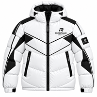 Veste matelassée pour homme de qualité supérieure, chaude et coupe-vent, style sportif avec blocs de couleur, fermeture éclair à capuche, logo frontal, coupe classique