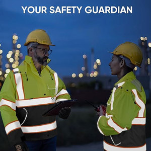 เสื้อกันฝน เสื้อแจ็คเก็ตนิรภัย เสื้อกันน้ำแบบสะท้อนแสง ระดับ Class III เสื้อคลุมกันฝนแบบมองเห็นได้ชัดเจน ชุดทำงานสะท้อนแสง ชุดป้องกันสำหรับกิจกรรมกลางแจ้ง - Product Image 6