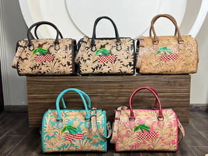 Sac de voyage en cuir véritable turquoise, grande capacité, à carreaux cerise, sac de voyage de designer, sac de week-end rapide - Product Image 2